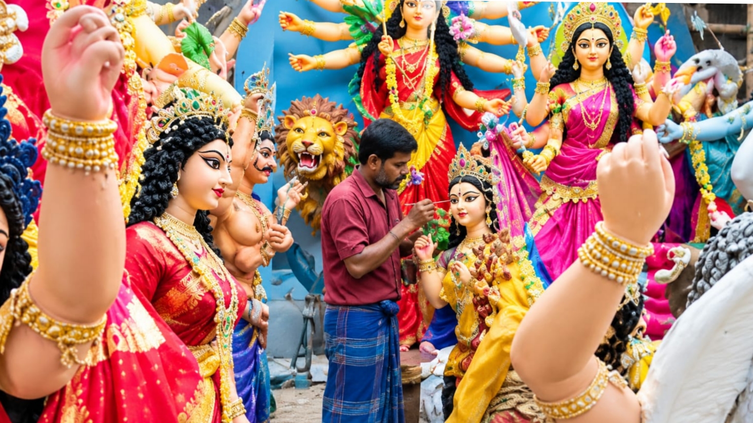 নরসিংদীতে দুর্গাপূজার প্রস্তুতি, ৩৬১ মণ্ডপে প্রতিমা তৈরিতে ব্যস্ত শিল্পীরা